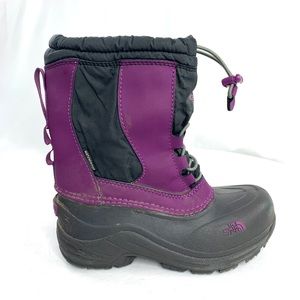 The North Face Girl Size 1 Purple Black Snow Winter Boot Waterproof 07143